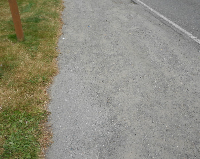 closeup of sidewalk covered with gravel